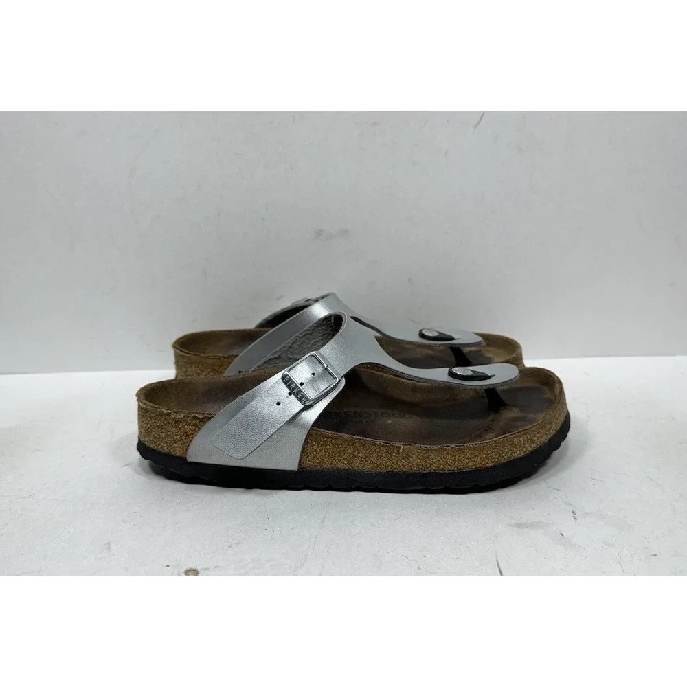 Birkenstock Gizeh Women's Size 7 / 38 Sandals Birko-Flor Silver Thong
